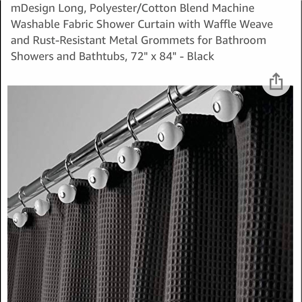 BLK Waffle Weave Rust resistant Shower curtain